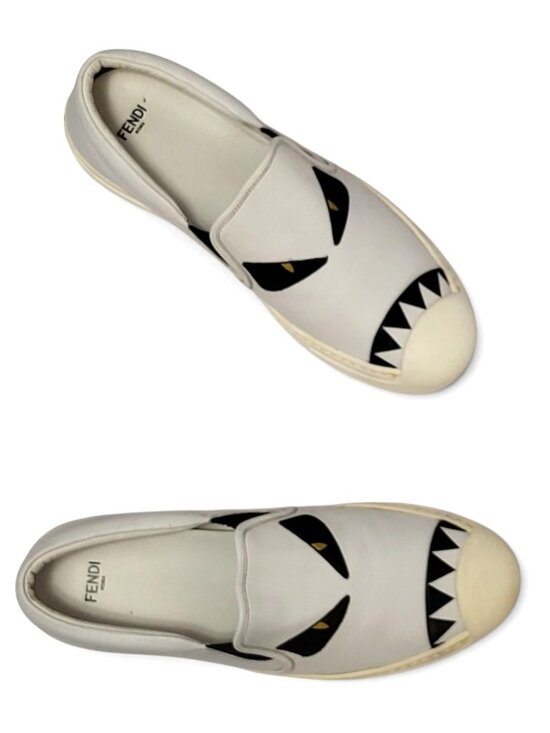 Fendi Shoes - FENDI Bag Bugs Monster Eyes Leather Slip On Sneakers